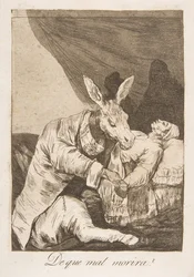 Levy 40 Los Caprichosista: Mihin sairauteen hän kuolee De que mal morira, 1799.