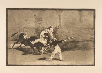 Laatta 8 Tauromaquia-sarjasta: Härän areenalla tavoittama mauri, ca. 1816.