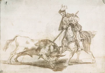 Härkätaistelu: Cid lävistää toisen härän keihästään 1815-16 (valmistelupiirros)