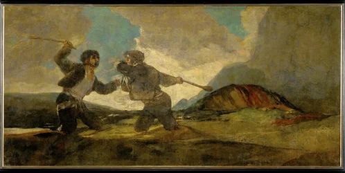 Duel with cudgels (maalaus kankaalle)