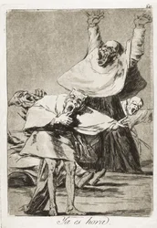 GOYA Y LUCIENTES, Francisco de (1746-1828). On aika. 1797-1799. (21 x 14,5 cm). Levy 80 "" Los Caprichos""", etsaus, kiillotettu akvatinta, kuivakärki ja taltta. Romantiikka. Kaiverrus. Etsaus. ESPANJA. MADRID (AUTONOMOUS YHTEISÖ). Madrid. Kansallinen Li