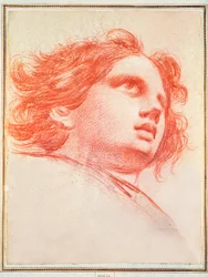 ""Enkelin pää"" Valmisteleva piirros Francisco de Goya y Lucientesin (1746-1828) "jumalan palvontaan"" 1772. Madrid. Pradon museo.