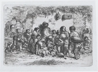 Levy 11: ryhmä ihmisiä ulkona, sarjasta espanjalaisten tapoja ja harrastuksia..., 1850.