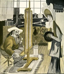Nuori englantilainen nainen poseeraa ranskalaiselle taiteilijalle, 1903