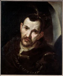 Vangittu cacique. Intiaaniheimon johtajan muotokuva. Francisco de Zurbaránin (1598-1664) maalaus. 1600-luku. Metz, taidemuseo