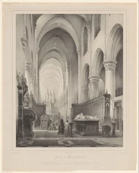 Pyhän Katariinan kirkon sisustus Hoogstratenissa Hooghstraetenin kirkko (otsikko esineessä) Näyttely Haag 1843 (otsikko esineessä)