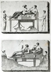Freskoja etruskien haudoista, noin 1780 (kaiverrus) (s/w-kuva) (kuva)