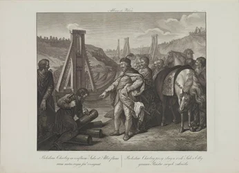 Puolan Boleslaw I kiinnitti rajapylväitä Elbe- ja Saale-jokiin Smuglewicz, Franciszek (1745-1807). Litografia, 1700-luvun loppu. Yksityinen kokoelma