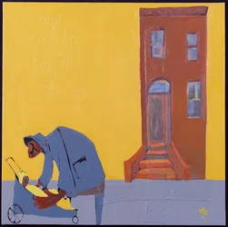 Äiti ja lapsi, 2001 (sekatekniikka kankaalle)