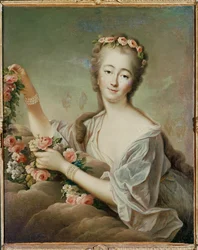 Madame Du Barry, Ludvig XV:n rakastajatar, jumalattarena Flora ... (maalaus kankaalle)