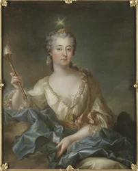 Louise Ulrique de Prussia, Ruotsin ja Suomen kuningatar - Muotokuva Louisa Ulrikasta Preussista (1720-1782), Ruotsin kuningattaresta, Grasognon Latinville, Francois-Adrien (1705-1774). Öljy kankaalle. Koko: 103 x 82 cm. Tukholman kansallismuseo