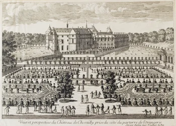 Näkymä Chateau de Chantillylle Orangeriesta, 1700-luvun puoliväli