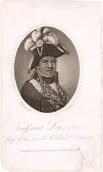 Toussaint Louverture (noin 1743-1803), ranskalaisten kapinallisten johtaja Saint-Dominguessa, kaivertanut Holl, julkaissut H. D. Symonds, 1802