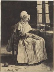 Nainen neuloa