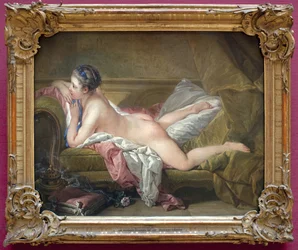 Nuori tyttö makuulla (Marie Louise O Murphyn muotokuva). Alasti sohvalla tai blondi odaliski. (Marie-Louise O