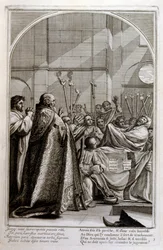 Kaiverrus Francois Chauveau 1680 "St Brunon elämä" Chartreux
