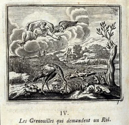 Jean de La Fontainen (1621-95) sadut. Kuvitus: François Chauveau (1613-1676). Painos vuodelta 1728.