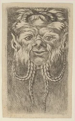 Satyr Mask, jossa päällekkäiset sarvet ja neljä punottu partanauhaa, Divers Ma..., ca. 1635-45.