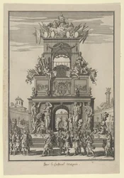 Kardinaali Mazarinin kunniaksi Pyreneiden rauhan jälkeen pystytetty riemukaari..., n. 1664-5.