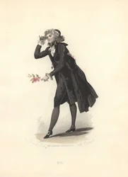 Dandy lorgnetten kanssa, Marie Antoinetten aikakausi.