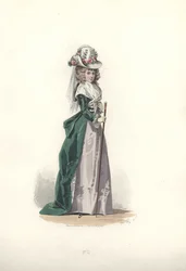 Nainen chapeau ja redingote, Marie Antoinette aikakausi.
