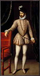 Muotokuva Ranskan kuninkaan Kaarle IX:n (1550 - 1574) jalassa. Francois Clouetin (1515-1572) maalaus