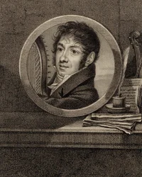 Harpisti ja säveltäjä Jean-Aimé Vernierin muotokuva 1769-1840, n. 1800.