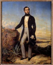 Ranskalaisen diplomaatin ja yrittäjän Ferdinand de Lessepsin (1805-1894) muotokuva. François Gabriel Lepaullen (1804-1886) maalaus