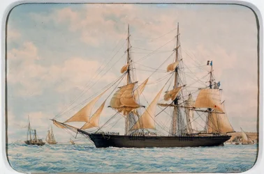 New York Ocean Herald -leikkuri, kirjoittanut Francois Roux (1811-1882), akvarelli