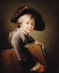 Nuori poika pitelemässä portfoliota, 1760