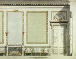 Suunnittelu Mazarinin herttuattaren talolle, n. 1777 (akvarelli paperille)
