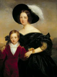 Muotokuva rouva Aglae Blenartista ja hänen pojastaan Francois Joseph Kinsonin (1771-1839) maalaus 1800-luvun Orleans musee des Beaux Arts