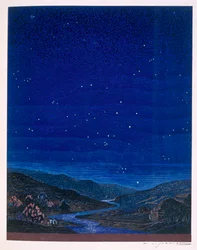 Yömaisema, kuvitus Rudyard Kiplingin teoksesta "Kim", 1930