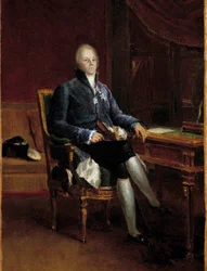 Täyspitkä muotokuva Charles Maurice de Talleyrand Perigordista, Beneventin prinssistä (1754-1838) François Gerardin (1770-1837) maalaus. 1808. Koko 0,32 x 0,22 m. Versailles, Chateau Museum