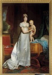 Impress Marie Louisen (1791-1847) ja Rooman kuninkaan muotokuva Francois Gerardin (1770-1837) maalaus 1813. Dim. 2,40 x 1,62 m. Versailles, Musee du Chateau - Keisarinna Marie Louisen (1791-1847) ja Rooman kuninkaan muotokuva. Francon maalaus