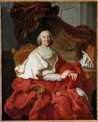 Muotokuva Andre Herculesta (1653-1743), Fleuryn kardinaalista, Prelatista ja Francois Stiemartin (1680-1740) poliitikosta, Hyacinthe Rigaudin (1659-1743) 1700-luvun su. 1,6x1,29 m - Andre Herculen (1653-1743), kardinaali Fleury prelaatin ja