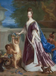 ""Elisabeth-Charlotten muotokuva (Elisabeth Charlotte) Baijerista tai Pfalzista (1652-1722)" (Elizabeth Charlotte, prinsessa Palatine) François de Troyn (1645-1730) maalaus 1600-luku Yksityinen kokoelma