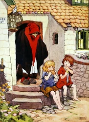 Kuvitus "The Beautiful Book of Nursery Rhymes, Stories and Pictures" -julkaisusta, julkaisija Blackie & Son (värilitho)