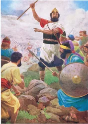 Saul saa valtakuntansa, Thomas Nelsonin julkaisemasta Raamatun kuvakirjasta The Bible Picture Book, n. 1950.