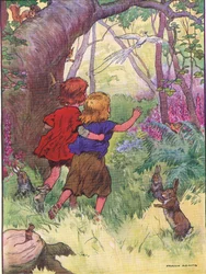 Lapset olivat kadonneet, kirjasta Hannu ja Kerttu, jonka on julkaissut Blackie & Son Limited, n. 1940.