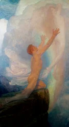 "In Quest of Truth" on allegorinen esitys totuuden etsinnästä, jossa mies yrittää vuoren huipulla vangita katoavaa naishahmoa. Frank Dickseen (1853-1928) (prerafaeliitti) maalaus.