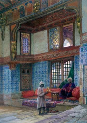 Syvennys Mufti Sheik El Mahadisin talon vastaanottohuoneessa, Kairossa, 1873