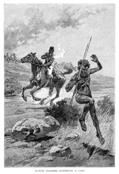 Native Troopers Dispersing A Camp, Australia, 1886.