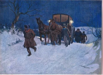Lähellä matkan loppua, n.1920 (värilitro).