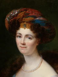 Yksityiskohta Josephine Victoire Meslier-Duveyn muotokuvasta (öljy kankaalle)