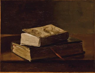 Asetelma kahdella kirjalla, 1858