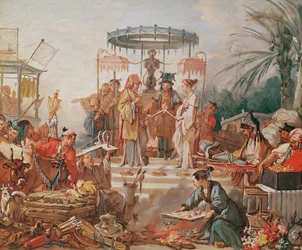 Kiinalainen avioliitto, opiskelu kuvakudossarjakuvaa varten, n. 1742