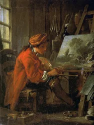 Taidemaalari studiossaan Omakuva, n. 1730.