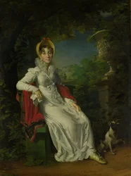 Carolina Ferdinanda Louisa Sisiliasta (1798-1870). Charles Ferdinandin vaimo, herttua de Berry, Bagatellen puistossa Bois de Boulognessa (lähellä Pariisia)