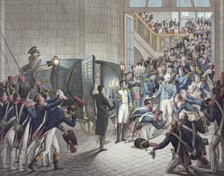 Ludvig XVIII:n (1755-1824) Ranskan ja Navarran kuninkaan lähtö Les Tuileries